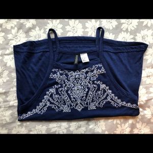 Blue tank from H&M with beaded design